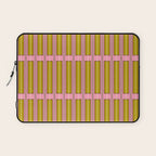 Eclectic Geometric Geo Box Striped Pattern in Pink Chartreuse Brown Cream Laptop Sleeve Gallery Image 1
