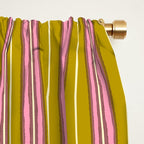 Eclectic Geometric Geo Box Striped Pattern in Pink Chartreuse Brown Cream Window Curtain Gallery Image 2
