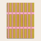 Eclectic Geometric Geo Box Striped Pattern in Pink Chartreuse Brown Cream Notebook Gallery Image 4