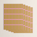 Eclectic Geometric Geo Box Striped Pattern in Pink Chartreuse Brown Cream Wrapping Paper Gallery Image 3
