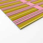 Eclectic Geometric Geo Box Striped Pattern in Pink Chartreuse Brown Cream Welcome Mat Gallery Image 2