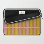 Eclectic Geometric Geo Box Striped Pattern in Pink Chartreuse Brown Cream Laptop Sleeve Gallery Image 2