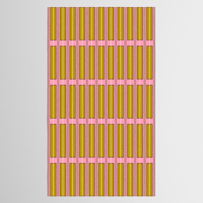 Eclectic Geometric Geo Box Striped Pattern in Pink Chartreuse Brown Cream Tablecloth Gallery Image 2