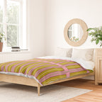 Eclectic Geometric Geo Box Striped Pattern in Pink Chartreuse Brown Cream Duvet Cover Gallery Image 2