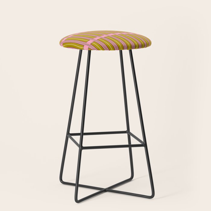 Eclectic Geometric Geo Box Striped Pattern in Pink Chartreuse Brown Cream Stool Gallery Image 1