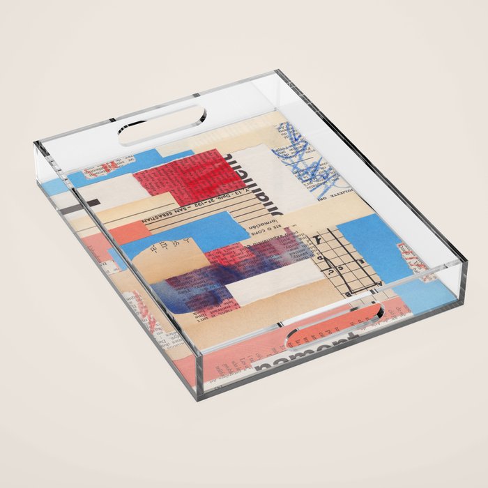 Abstract Mixed Media Collage #2 Acrylic Tray Gallery Image 1
