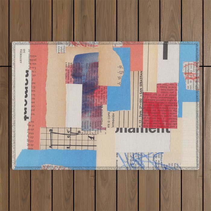 Abstract Mixed Media Collage #2 Outdoor Rug Gallery Image 1