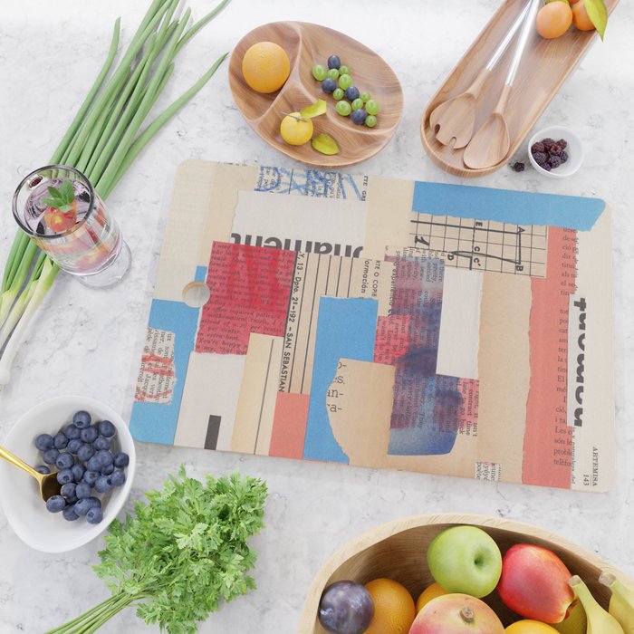 Abstract Mixed Media Collage #2 Cutting Board Gallery Image 2