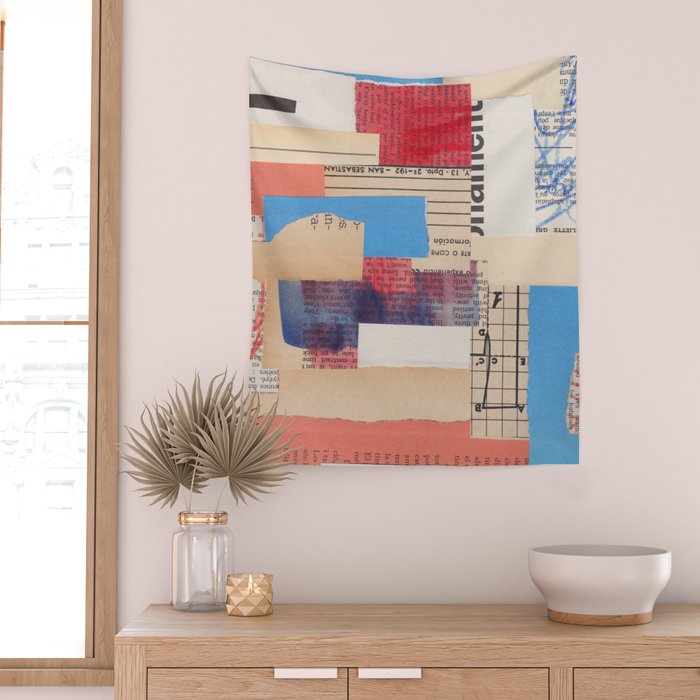 Abstract Mixed Media Collage #2 Wall Tapestry Gallery Image 2