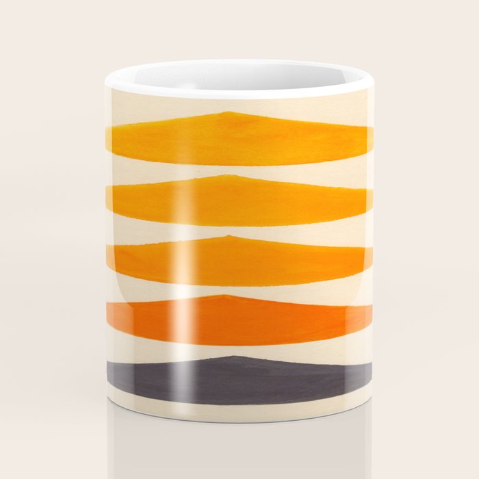 Vintage Scandinavian Orange Geometric Triangle Pattern Coffee Mug Gallery Image 4