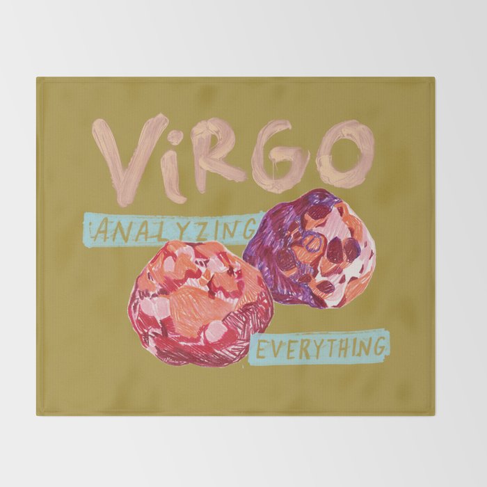 Virgo Perfection in Mustard Yellow | Zodiac Series Throw Blanket Gallery Image 2