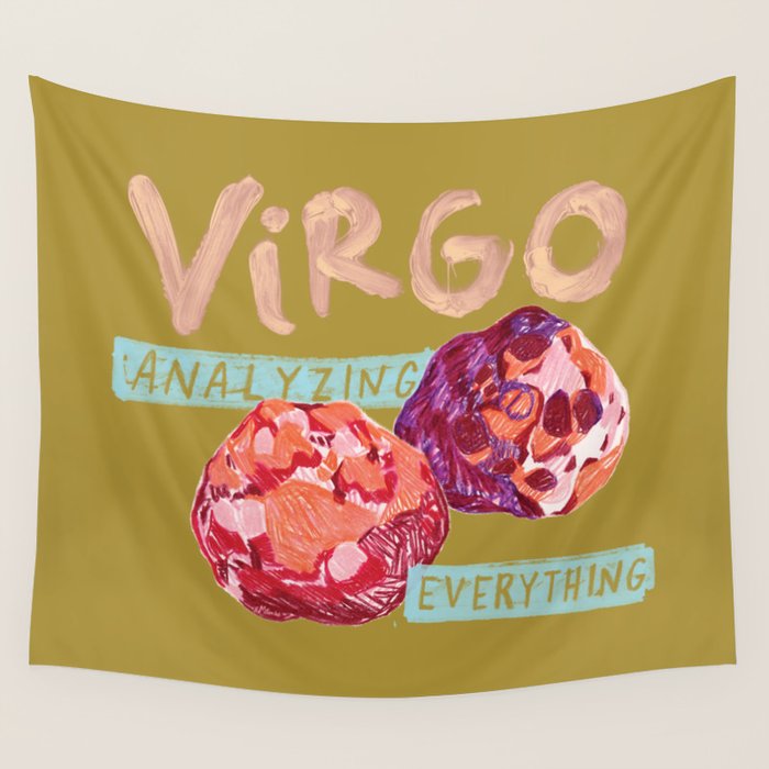 Virgo Perfection in Mustard Yellow | Zodiac Series Wall Tapestry Gallery Image 4