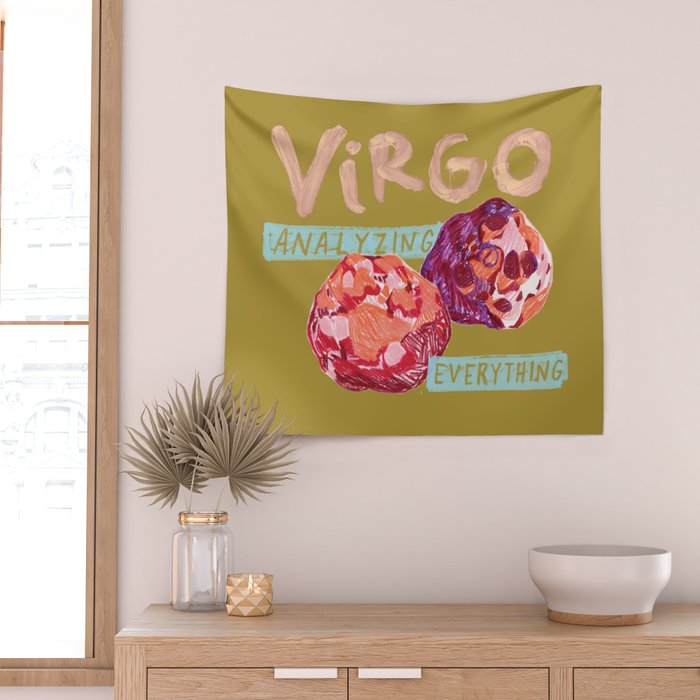 Virgo Perfection in Mustard Yellow | Zodiac Series Wall Tapestry Gallery Image 2