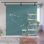 Capricorn Zodiac Star Constellation Line Art Teal Wall Mural Gallery Image 1