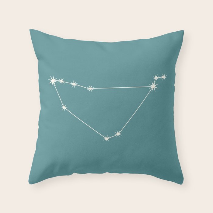 Capricorn Zodiac Star Constellation Line Art Teal Throw Pillow Gallery Image 1