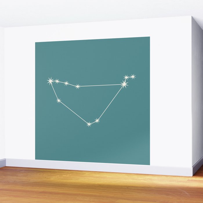 Capricorn Zodiac Star Constellation Line Art Teal Wall Mural Gallery Image 2