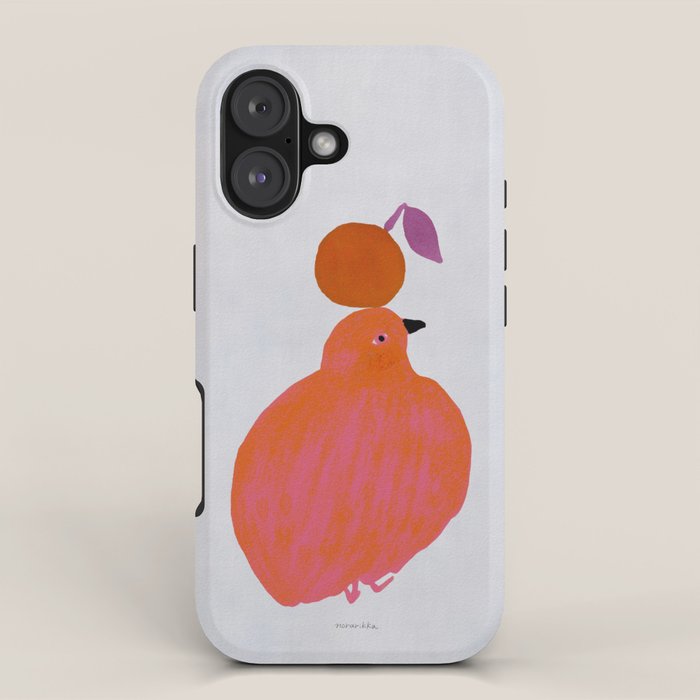 Fat Round Bird and Orange - Fuchsia and Grey iPhone Case Gallery Image 1