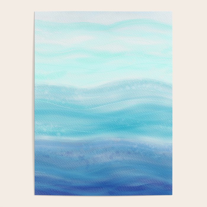 Sea Waves, Abstract Watercolor Painting Poster Gallery Image 4