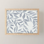 Japandi Calm Neutral Blue Grey Leaf Pattern Mini Art Print Gallery Image 1