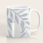 Japandi Calm Neutral Blue Grey Leaf Pattern Coffee Mug Gallery Image 1