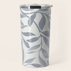 Japandi Calm Neutral Blue Grey Leaf Pattern Travel Mug Gallery Image 1