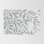 Japandi Calm Neutral Blue Grey Leaf Pattern Rug Gallery Image 2