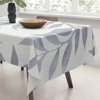 Japandi Calm Neutral Blue Grey Leaf Pattern Tablecloth Gallery Image 3