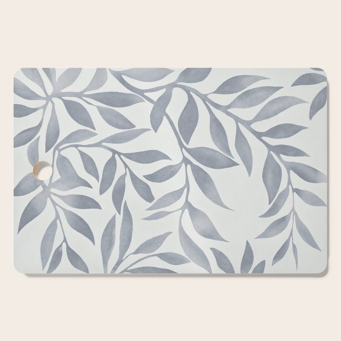 Japandi Calm Neutral Blue Grey Leaf Pattern Cutting Board Gallery Image 1