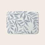Japandi Calm Neutral Blue Grey Leaf Pattern Bath Mat Gallery Image 1
