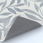 Japandi Calm Neutral Blue Grey Leaf Pattern Rug Gallery Image 4