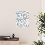 Japandi Calm Neutral Blue Grey Leaf Pattern Poster Gallery Image 2