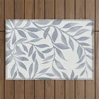 Japandi Calm Neutral Blue Grey Leaf Pattern Outdoor Rug Gallery Image 1