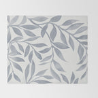 Japandi Calm Neutral Blue Grey Leaf Pattern Throw Blanket Gallery Image 2