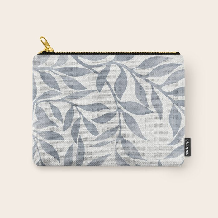 Japandi Calm Neutral Blue Grey Leaf Pattern Carry All Pouch Gallery Image 1