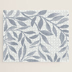 Japandi Calm Neutral Blue Grey Leaf Pattern Jigsaw Puzzle Gallery Image 1