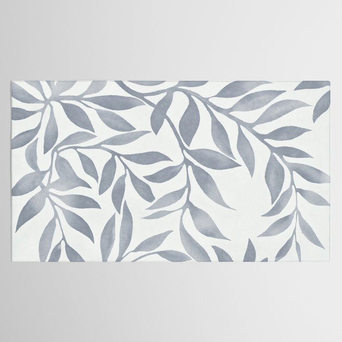 Japandi Calm Neutral Blue Grey Leaf Pattern Tablecloth Gallery Image 2