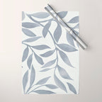 Japandi Calm Neutral Blue Grey Leaf Pattern Wrapping Paper Gallery Image 1