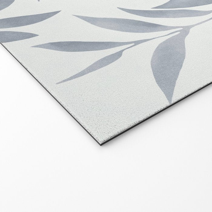 Japandi Calm Neutral Blue Grey Leaf Pattern Welcome Mat Gallery Image 2