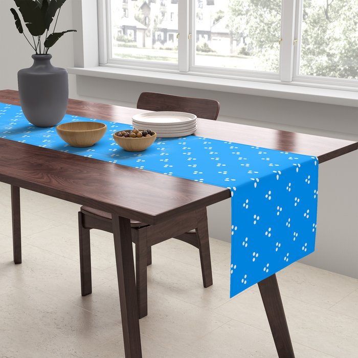 White Dots Pattern On Blue Table Runner Gallery Image 2