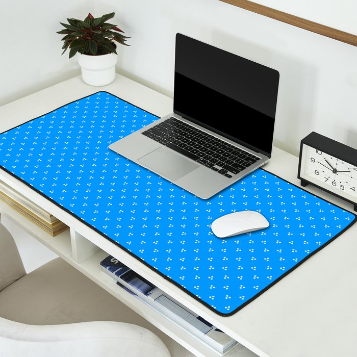 White Dots Pattern On Blue Desk Mat Gallery Image 2