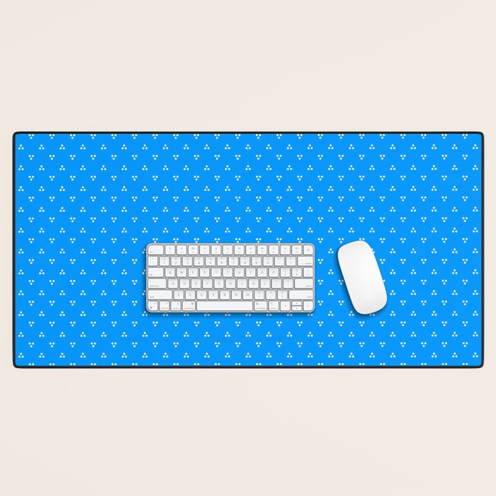 White Dots Pattern On Blue Desk Mat Gallery Image 1