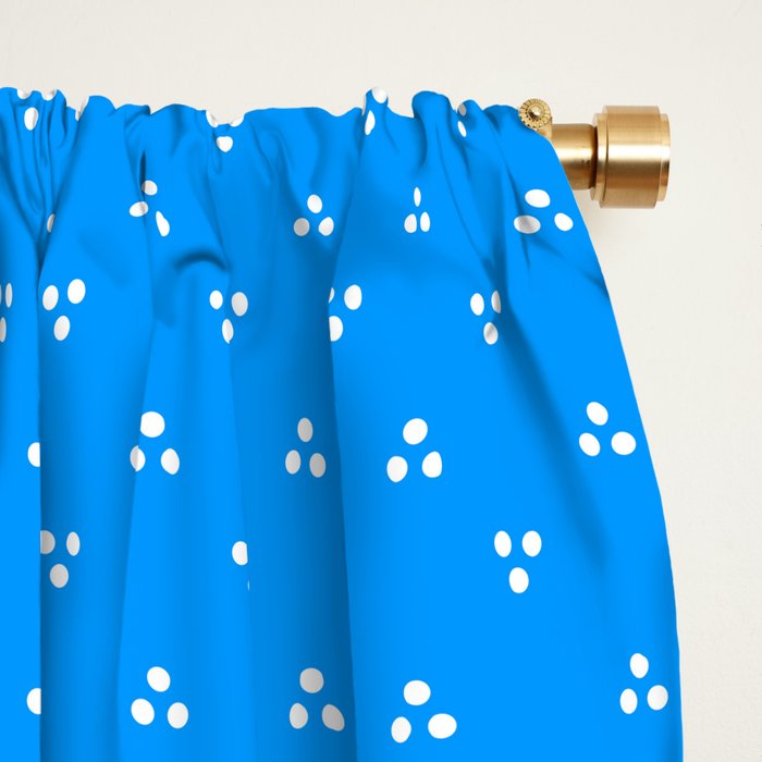 White Dots Pattern On Blue Window Curtain Gallery Image 2