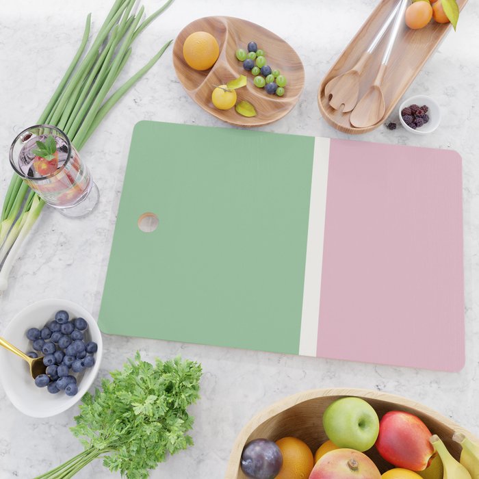 Color Block III Green Pink Cutting Board Gallery Image 2