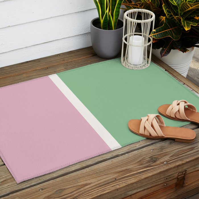 Color Block III Green Pink Outdoor Rug Gallery Image 2