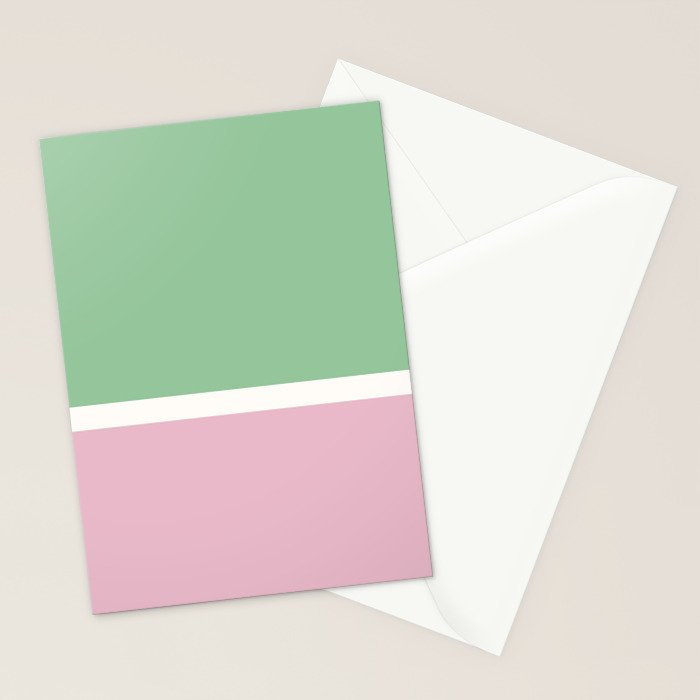 Color Block III Green Pink Stationery Card Gallery Image 2