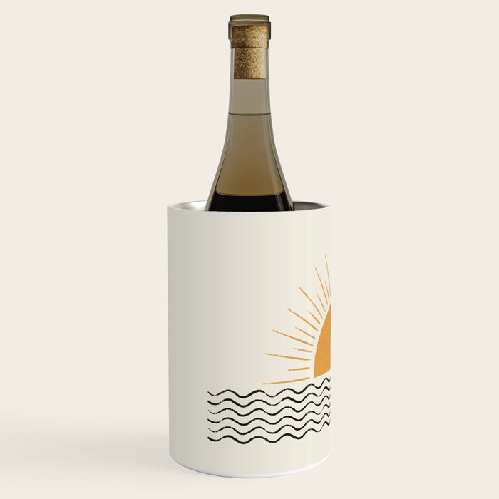Sunrise Ocean -  Mid Century Modern Style Wine Chiller Gallery Image 2
