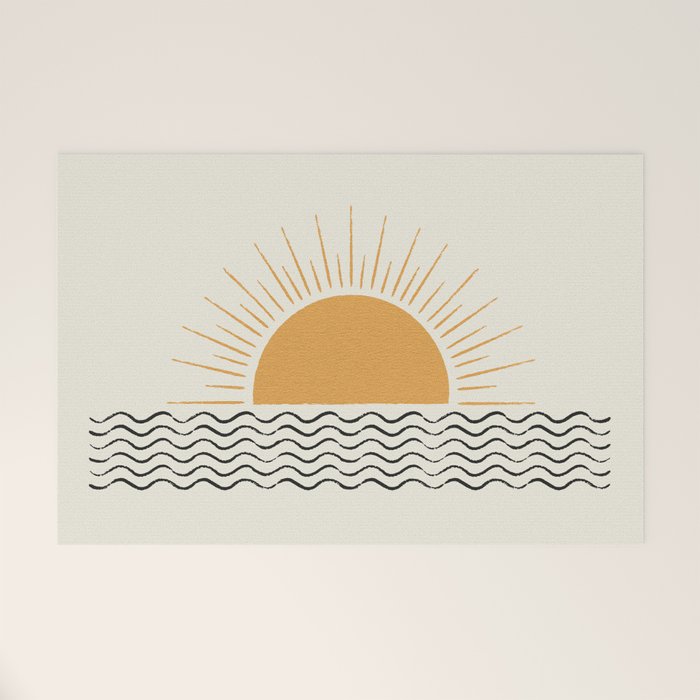 Sunrise Ocean -  Mid Century Modern Style Welcome Mat Gallery Image 1