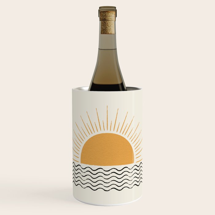 Sunrise Ocean -  Mid Century Modern Style Wine Chiller Gallery Image 1