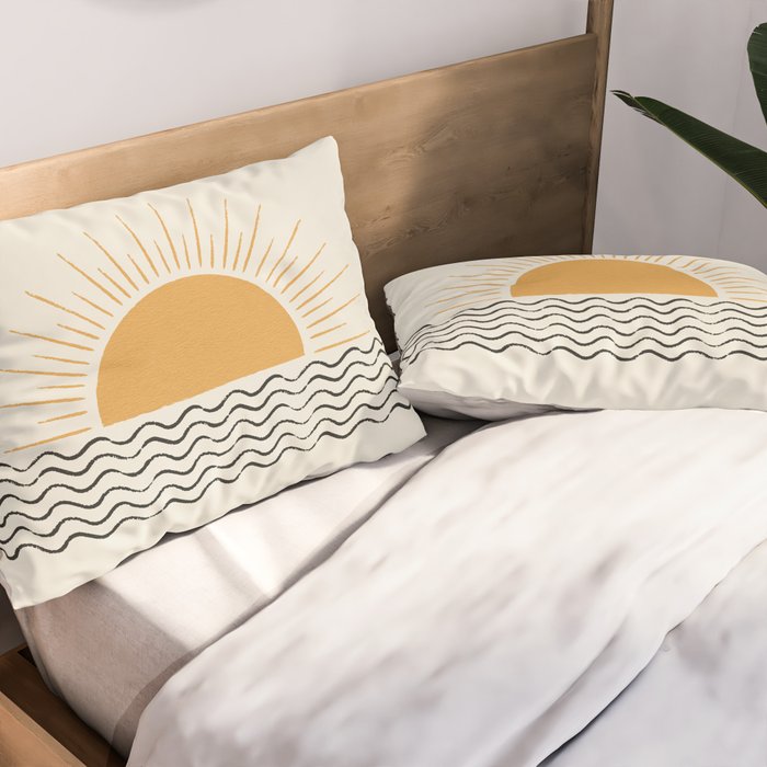 Sunrise Ocean -  Mid Century Modern Style Pillow Sham Gallery Image 2