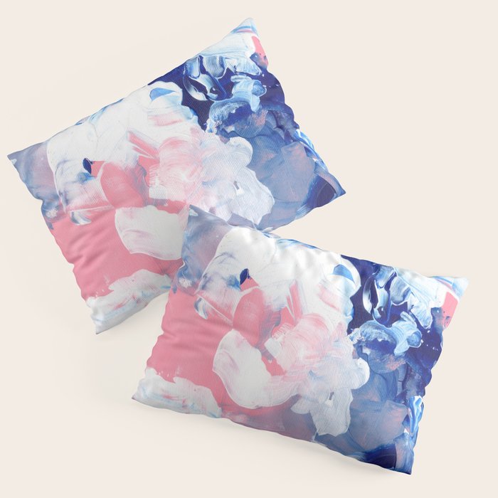 Ejaaz Haniff Abstract Acrylic Palette Knife Painting Blue Pink: 'Summer Storm' Pillow Sham Gallery Image 3